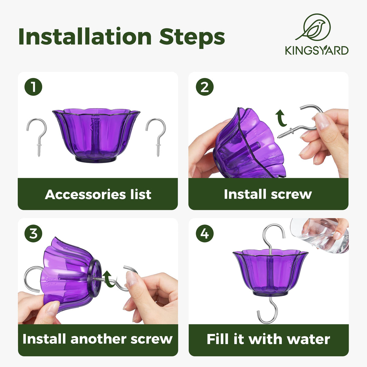 Kingsyard 5oz capacity moat reduces refills and keeps nectar safe.