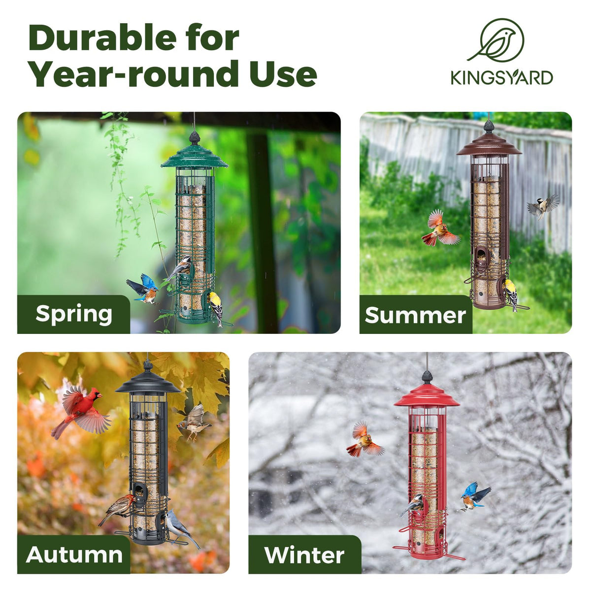 Kingsyard feeder attracts cardinals, finches, and chickadees for enjoyable birdwatching