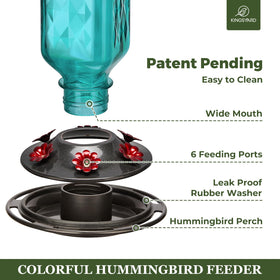 Kingsyard bee guard ports turquoise hummingbird feeder protect nectar from bees for observed visits.