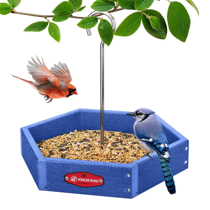 Kingsyard bird feeder hanging platform shows spacious feeding area for multiple species