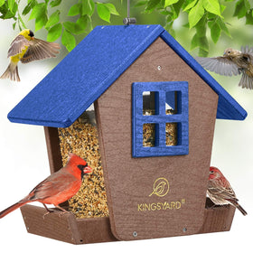 Kingsyard large bird feeder house for outdoor hanging attracts diverse birds.