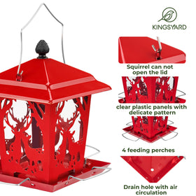 Kingsyard feeder featuring a rainproof roof to protect seeds outdoors