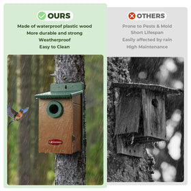 Kingsyard bird house ventilation holes promote healthy airflow for nesting birds.