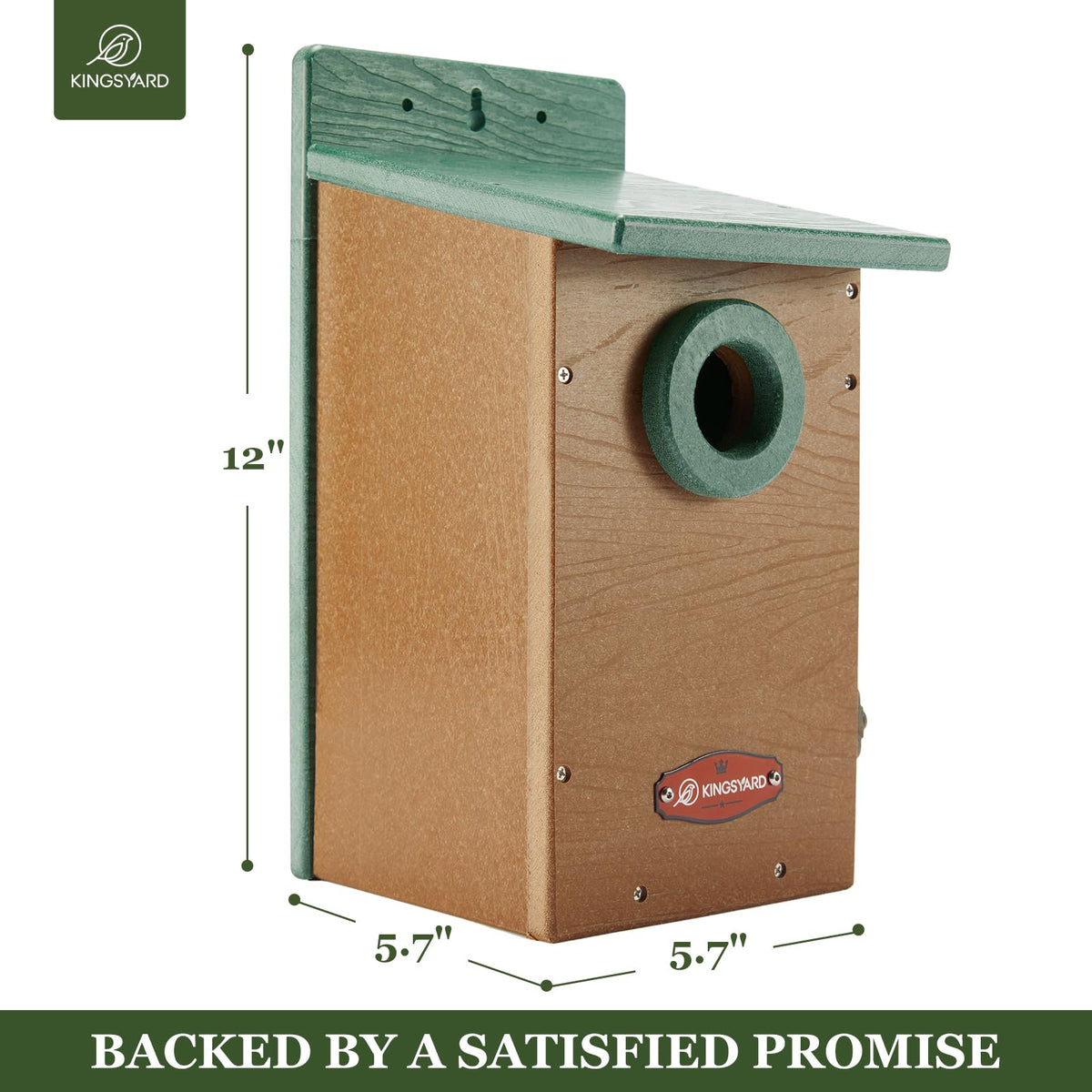 Kingsyard bird house viewing panel enables unobtrusive interior observation of nests.