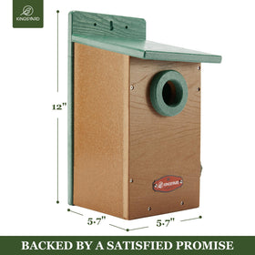 Kingsyard bird house viewing panel enables unobtrusive interior observation of nests.