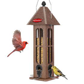 Kingsyard brown garden decor bird feeder blends with outdoors and attracts cardinals.