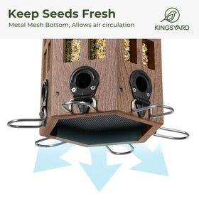 Kingsyard feeder lid open for quick refill and easy cleaning.