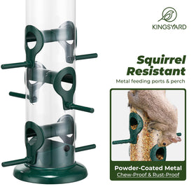 Kingsyard easy-refill seed tube for quick top-lid access and cleanups.