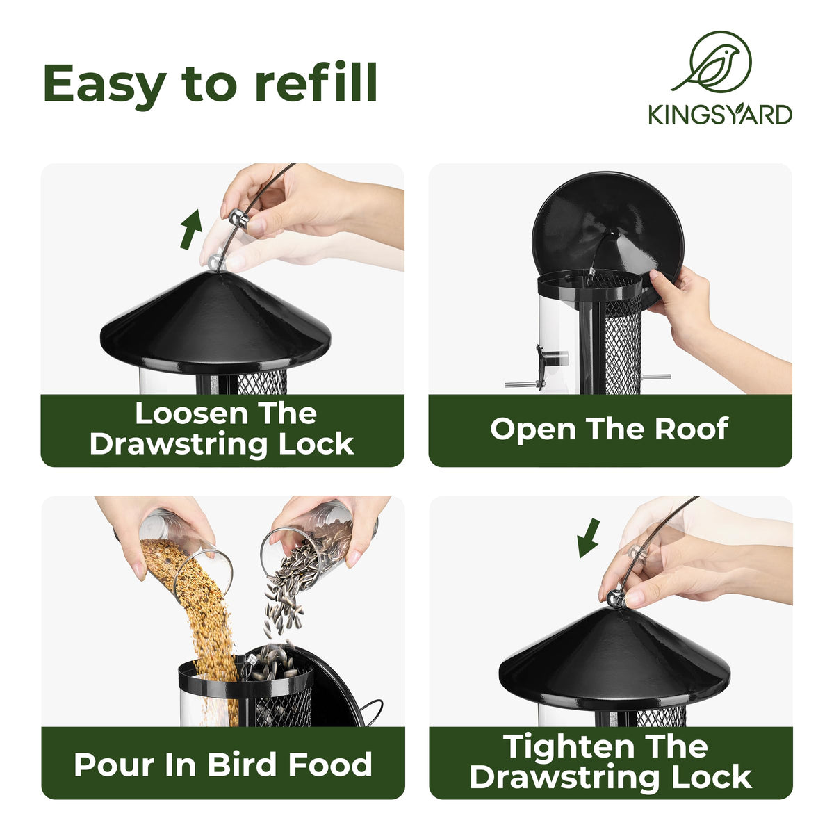 Kingsyard feeder with two perches inviting multiple birds to feed