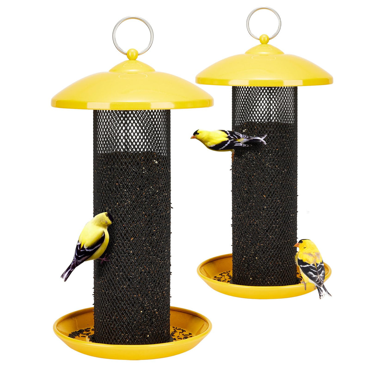 Kingsyard finch feeder outdoors with 2.5 lb nyjer seed capacity.