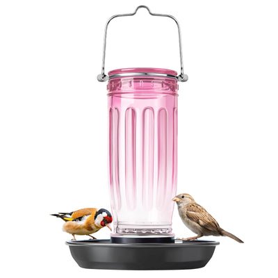 Kingsyard glass bird water dispenser 16oz provides a clear drink station in bright sun.