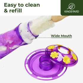 Kingsyard glass hummingbird feeder features a 360-degree perch for natural feeding from any angle.