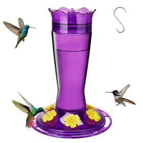 Kingsyard glass hummingbird feeder with ant moat protects nectar for a cleaner feeding experience.