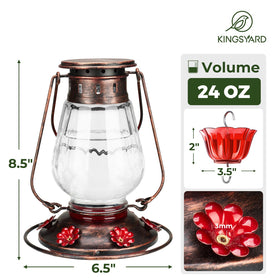Kingsyard glass hummingbird feeder with ant moat keeps nectar accessible for hummingbirds