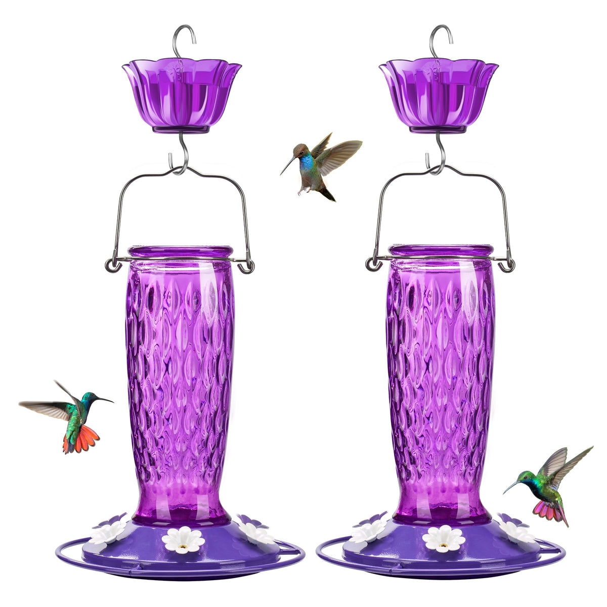 Kingsyard glass hummingbird feeder with gradient body for vibrant outdoor nectar feeding.