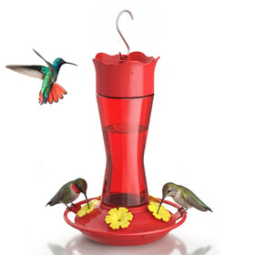Kingsyard glass hummingbird feeder red bottle for easy refill and viewing.
