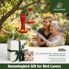 Kingsyard red garden decor doubles as a practical bird feeder.