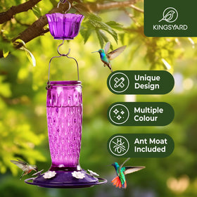 Kingsyard hanging glass hummingbird feeder for easy placement on trees and patios.