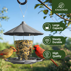Kingsyard hopper feeder with 2.5 lb capacity minimizes refills for busy watchers