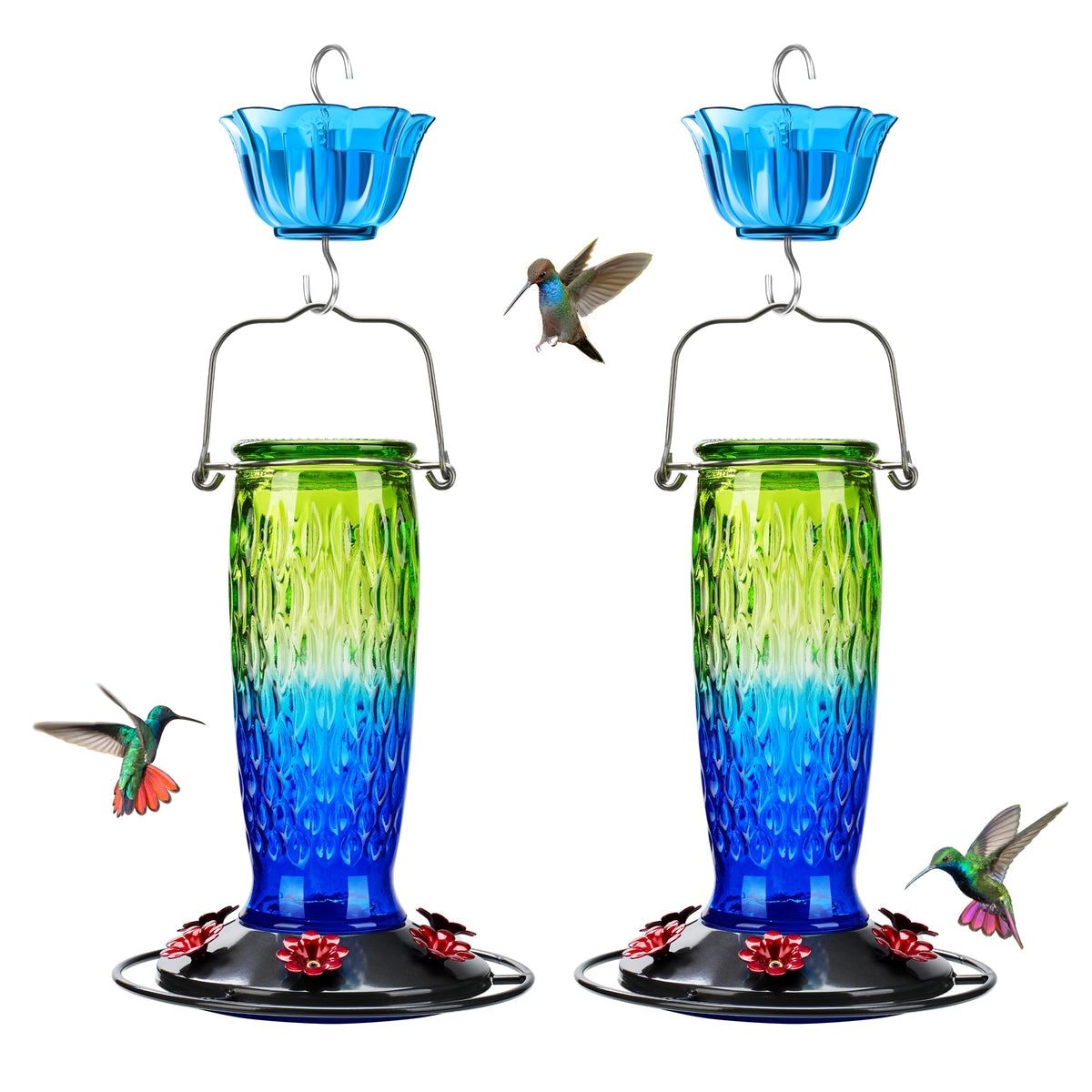 Kingsyard glass hummingbird feeder with 6 ports attracts hummingbirds to your garden
