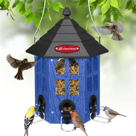 Kingsyard large bird feeder blue weatherproof design for year-round outdoor birds.