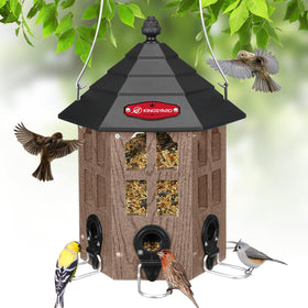 Kingsyard large brown bird feeder with weatherproof housing for year-round feeding.