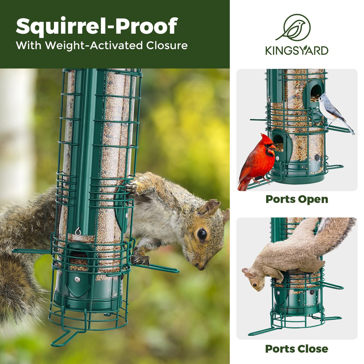 Kingsyard large metal bird feeder with 3 lb capacity for steady backyard feeding