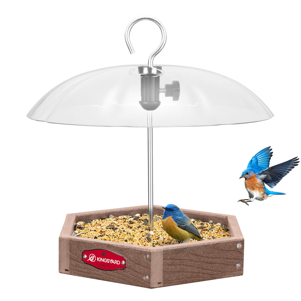 Kingsyard large platform bird feeder in brown offering spacious feeding for diverse backyard birds