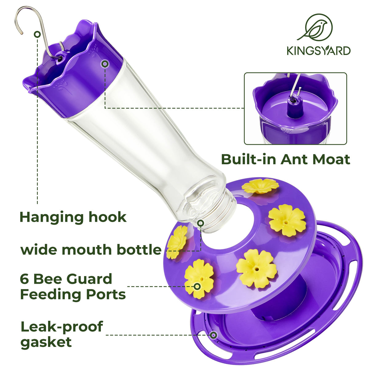 Kingsyard leak-proof base prevents spills during outdoor use.