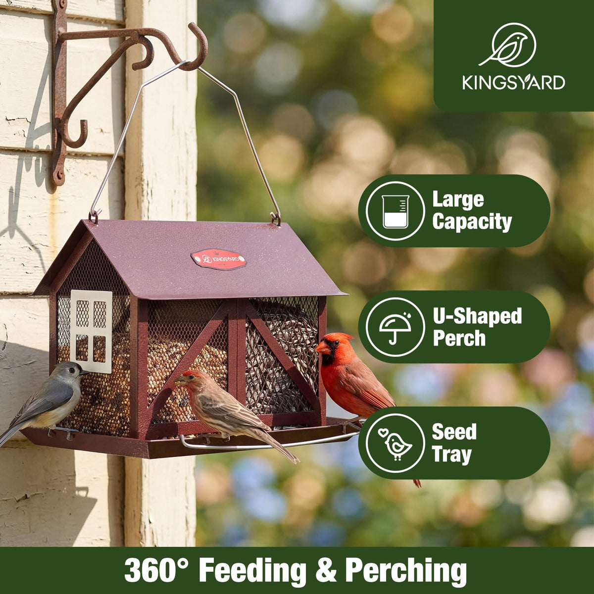Kingsyard feeder mesh supports clinging birds for secure feeding