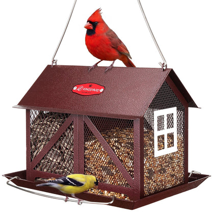 Kingsyard metal bird feeder with two seed compartments for mixed feeding