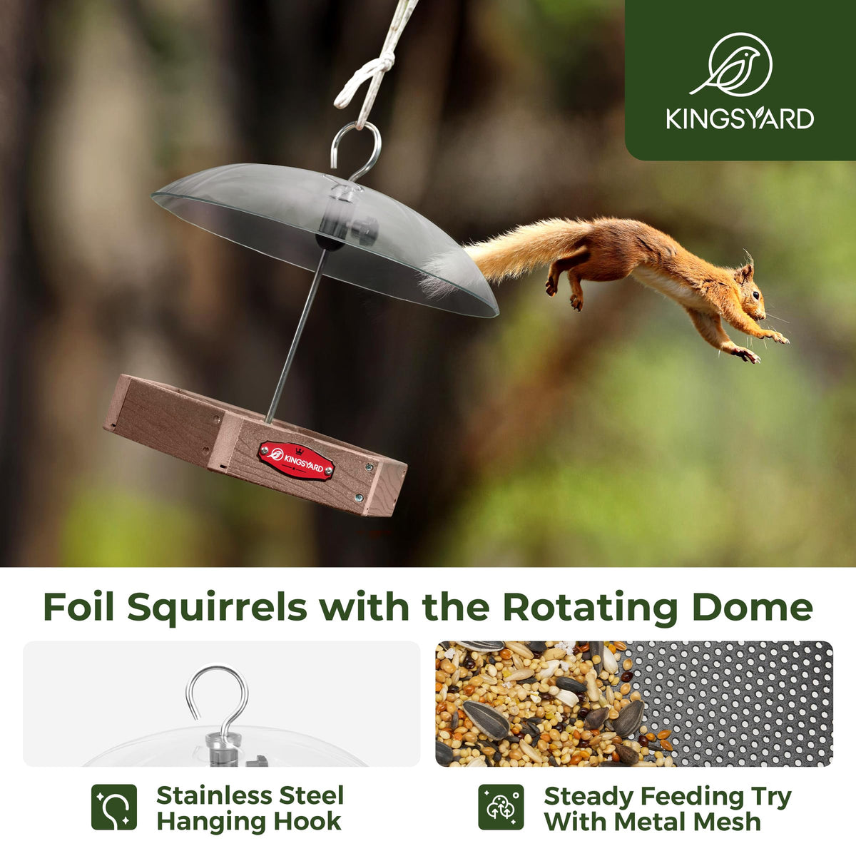 Kingsyard metal mesh tray provides sturdy feeding platform