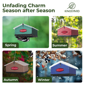 Kingsyard outdoor bird feeder in a yard attracts woodpeckers and other cling birds.