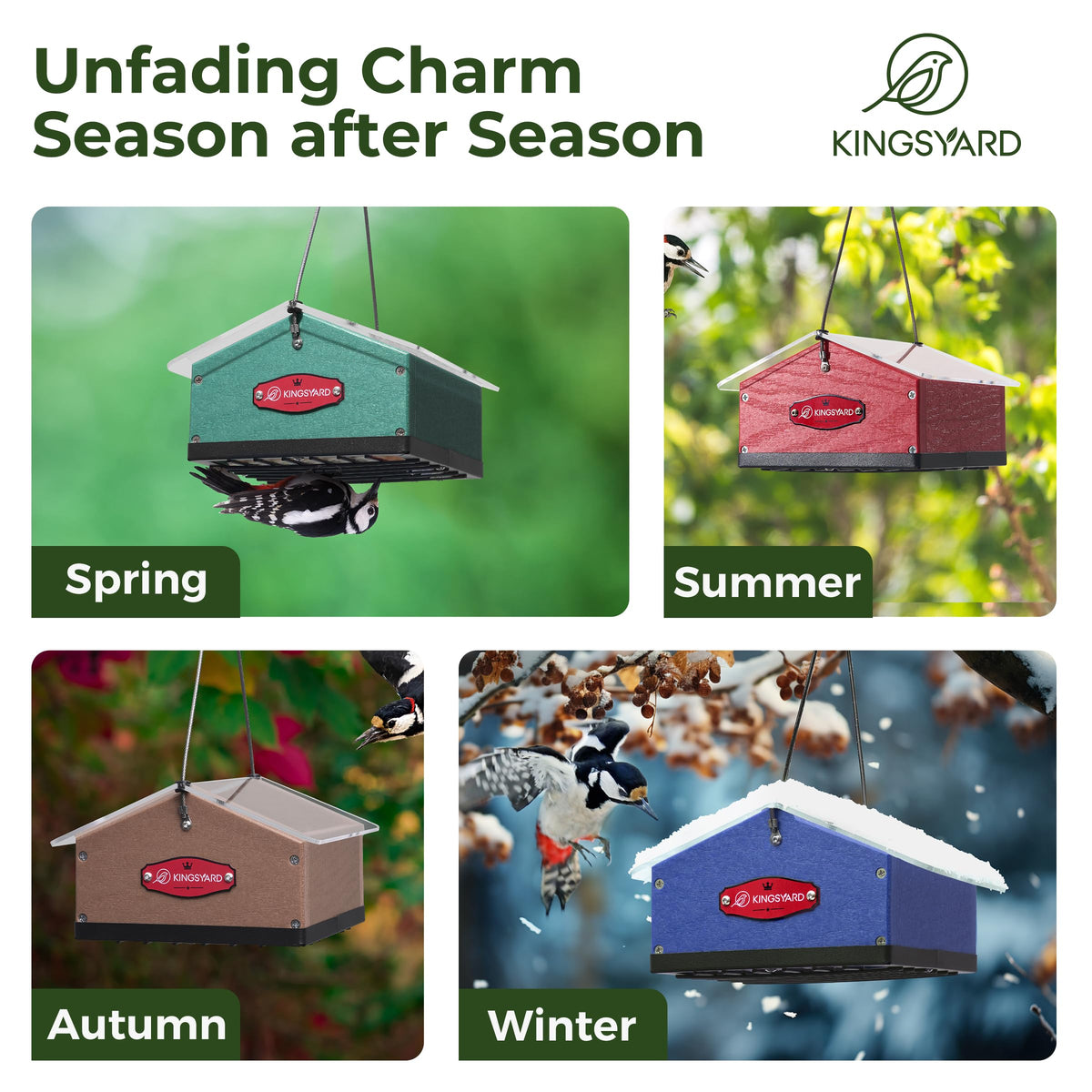 Kingsyard outdoor hanging feeder supports various woodland visitors with a durable roof.