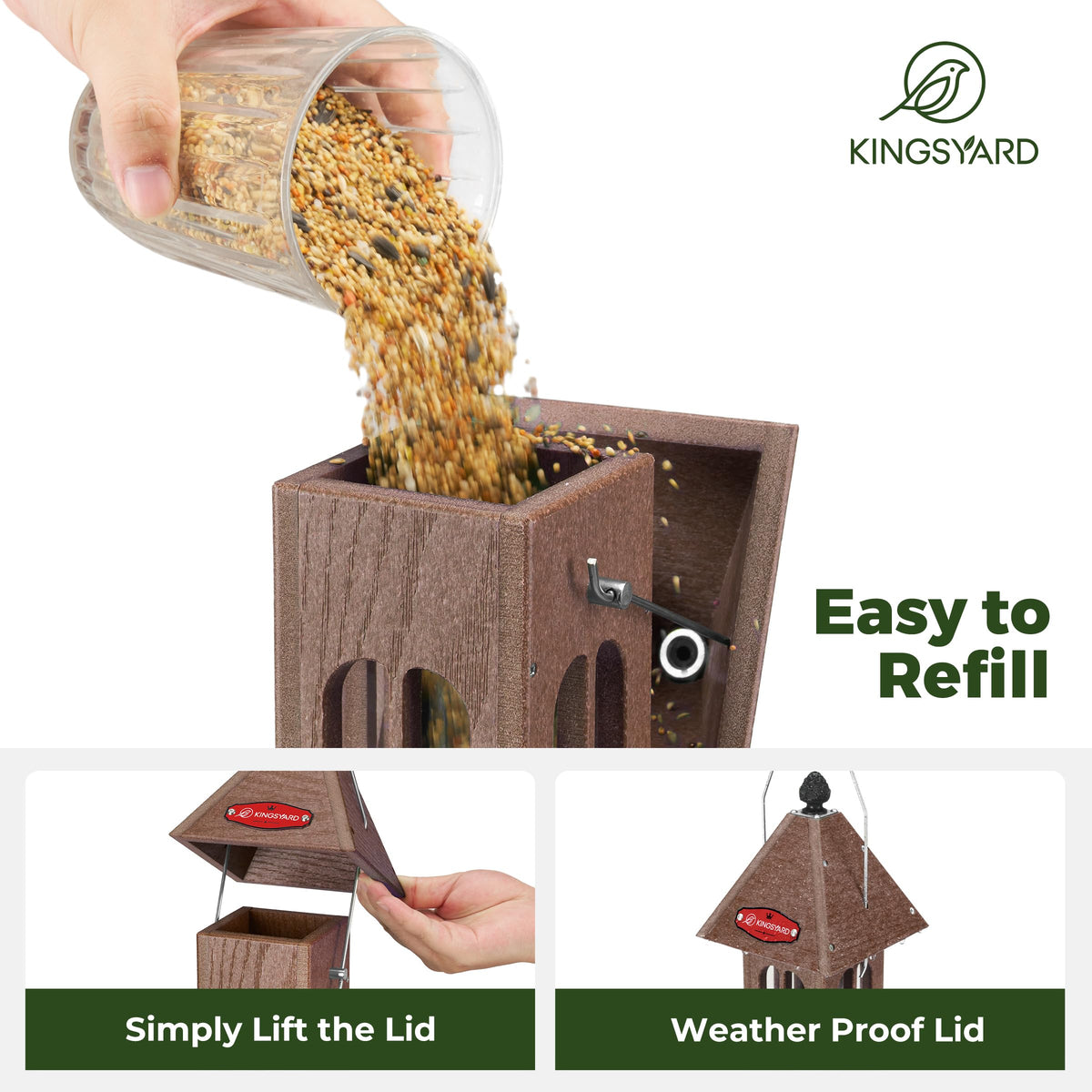 Kingsyard phone-booth design bird feeder adds decorative charm to your garden.