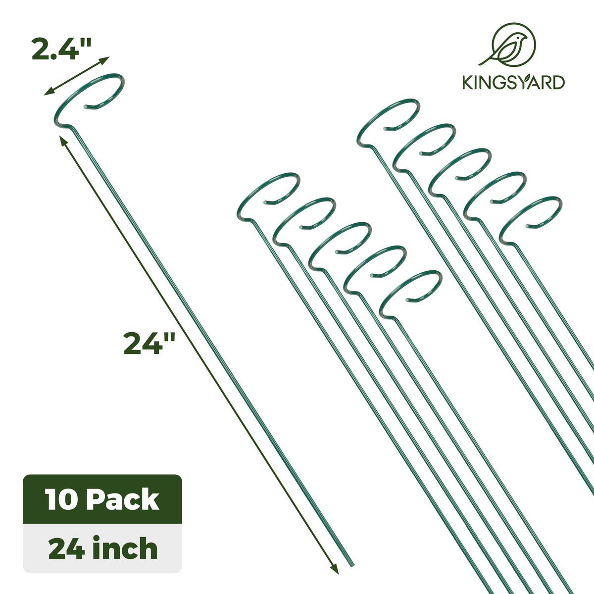 Kingsyard plant stake ring design allows stems to slip in safely.