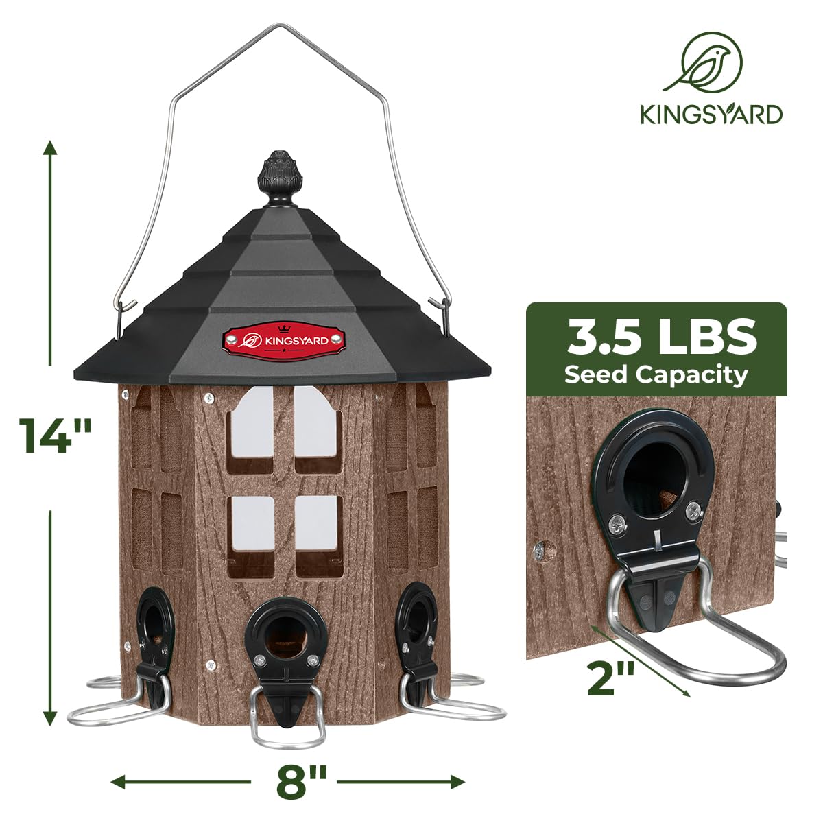 Kingsyard recycled-plastic body resists moisture and stays clean.