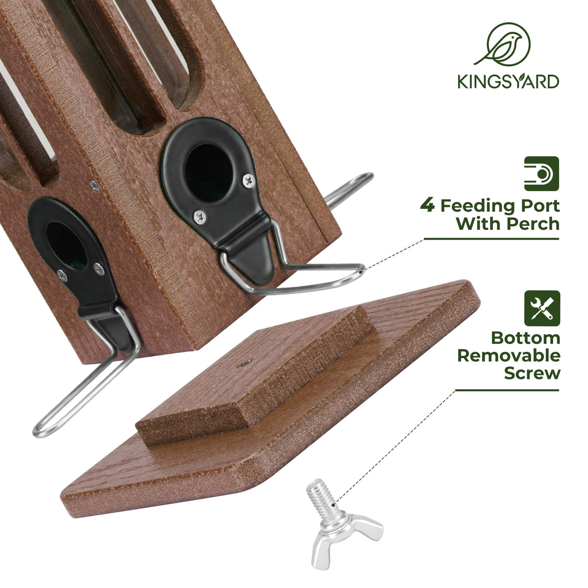 Kingsyard recycled plastic wild bird feeder resists rain, sun, and wear for year-round use.
