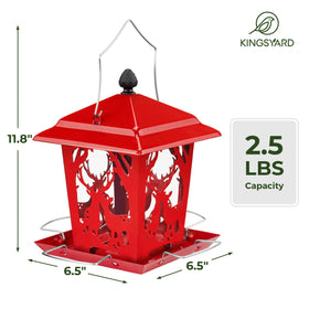 Red Kingsyard outdoor bird feeder adding color to your garden space
