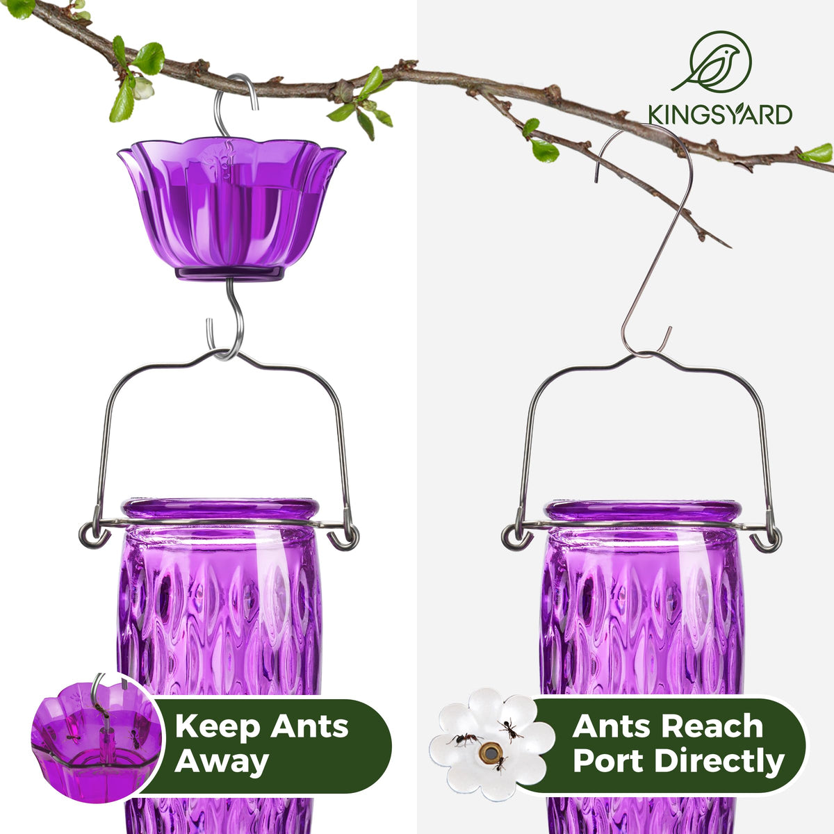 Kingsyard six-port glass hummingbird feeder supports multiple hummingbirds.