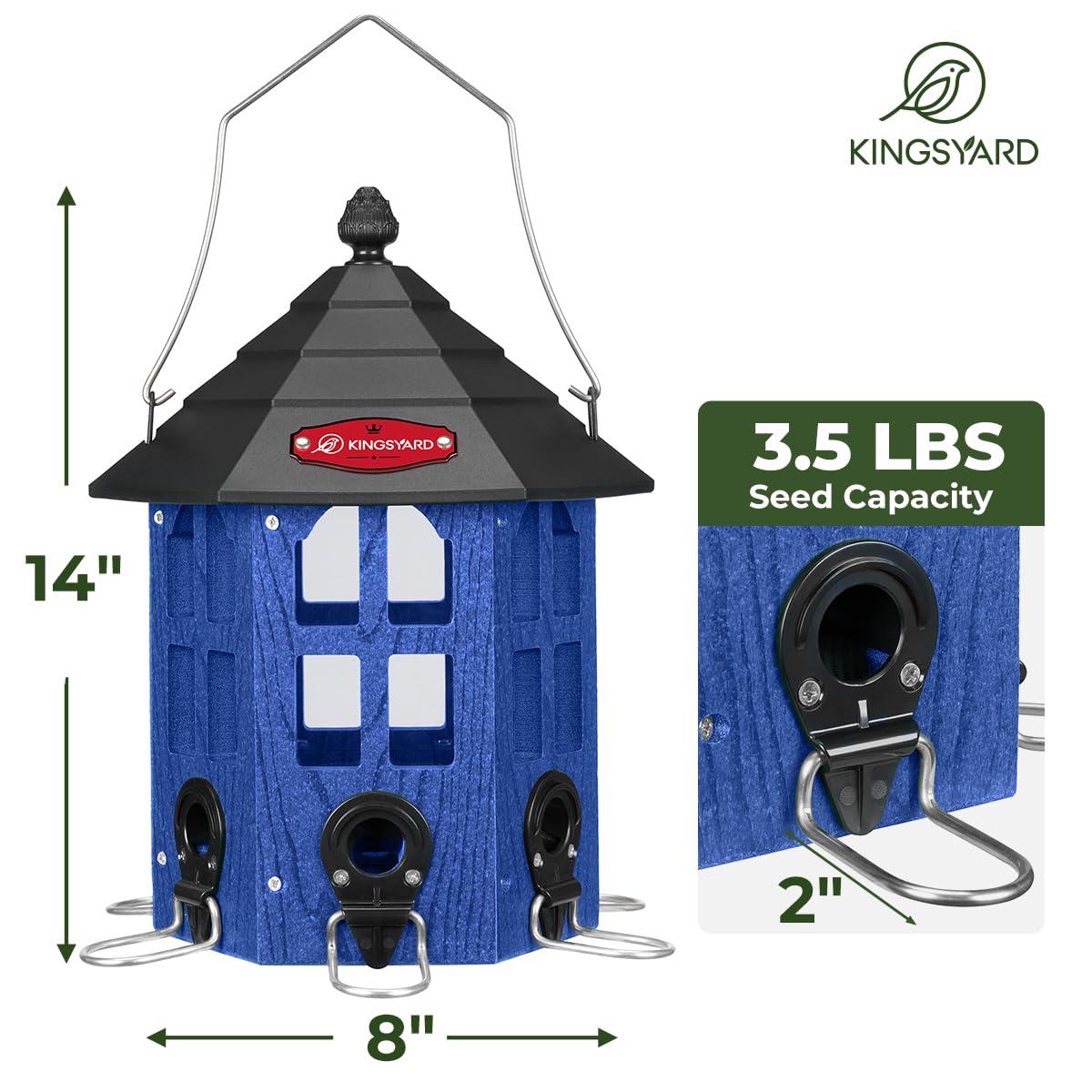 Kingsyard U-shape metal perch provides stable perching for visiting birds.