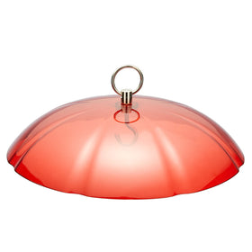 Kingsyard weather dome over red feeder protecting seeds from rain and snow