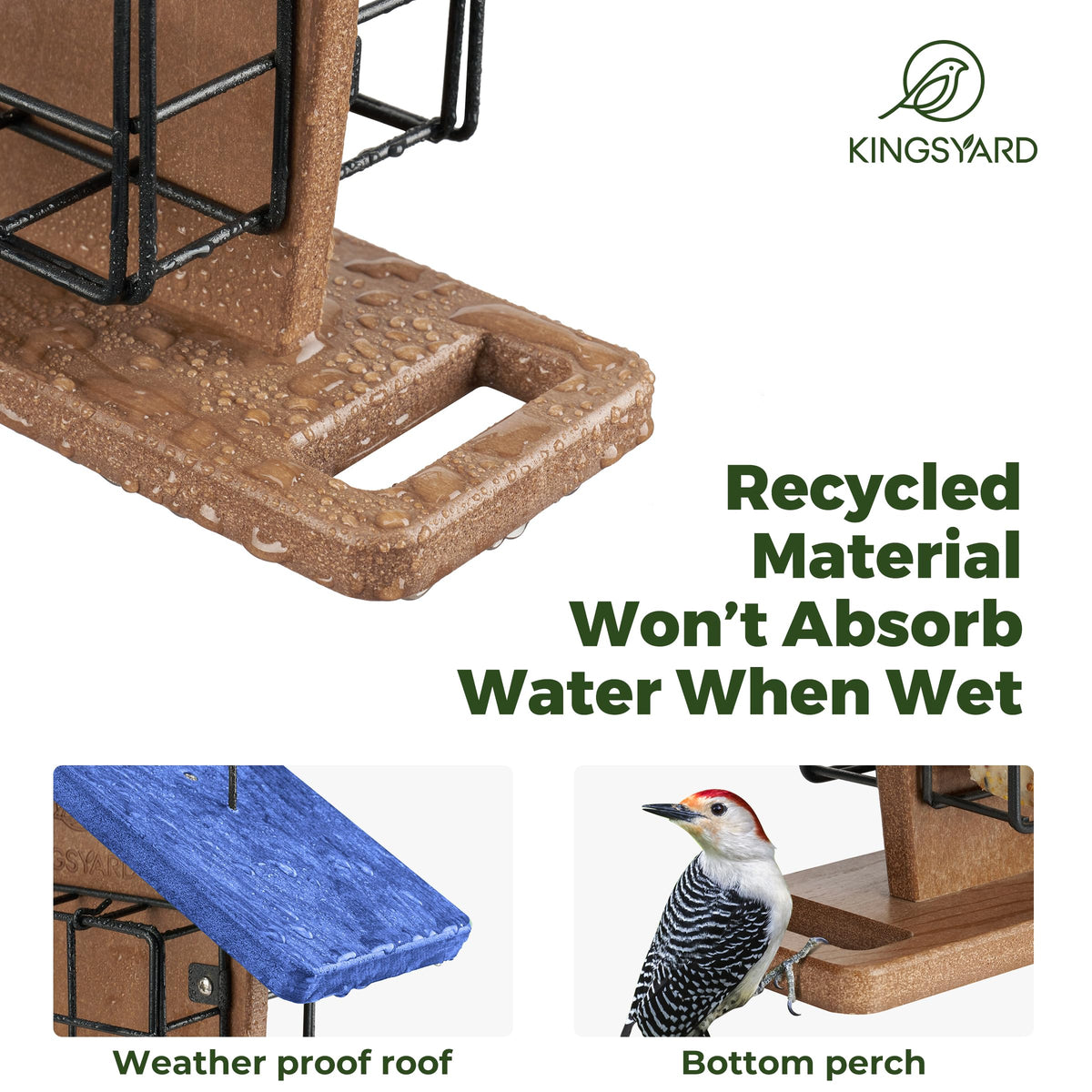 Kingsyard weatherproof outdoor feeder hanging from a sturdy rope, easy to install.