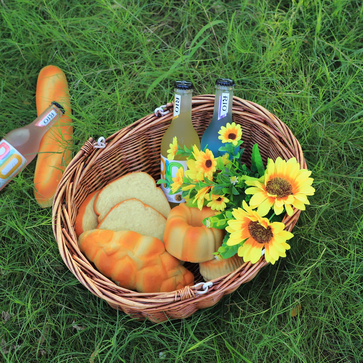 Kingwillow brown basket with handles, ideal for picnics and home storage.