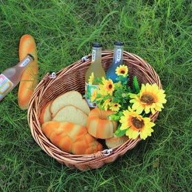 Kingwillow brown basket with handles, ideal for picnics and home storage.
