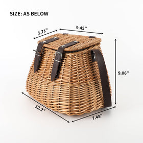 Kingwillow lid on wicker basket protecting contents during travel.