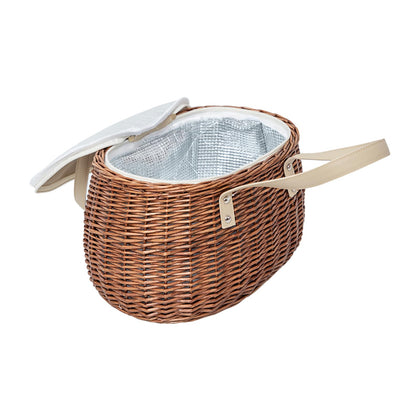 KINGWILLOW wicker insulated picnic basket front view, durable natural willow for outdoor dining