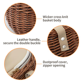 KINGWILLOW basket with double swing handles, easy portability for outings
