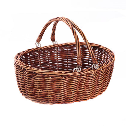 Kingwillow wicker picnic basket with handles, easy to carry on outdoor picnics.