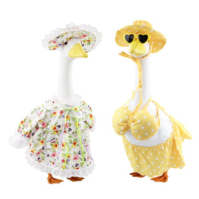 Kinhzrude Easter outfit on a 23-inch porch goose for festive curb appeal.